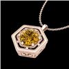 Image 2 : 0.76 CTW Intense Fancy Yellow Diamond Art Deco Stud Necklace 18K Rose Gold - REF-94T5X - 37519