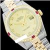 Image 1 : Rolex Men's Two Tone 14K Gold/SS, QuickSet, Roman Dial & Diam/Ruby Bezel - REF-452Z7Y