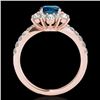 Image 2 : 2 CTW SI Certified Blue Diamond Solitaire Halo Ring 10K Rose Gold - REF-200T2X - 33712