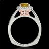 Image 2 : 1.3 CTW Certified Si Fancy Intense Diamond Solitaire Halo Ring 2 Tone 10K White & Rose Gold - REF-17