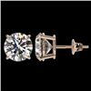 Image 2 : 3.05 CTW Certified H-SI/I Quality Diamond Solitaire Stud Earrings 10K Rose Gold - REF-633R3K - 36692