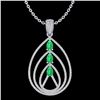 Image 2 : 2 CTW Emerald & Micro Pave VS/SI Diamond Designer Necklace 18K White Gold - REF-133K3R - 22467