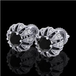 2.01 CTW Fancy Black Diamond Art Deco Micro Pave Stud Earrings 18K White Gold - REF-143R6K - 37730