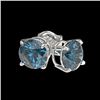 Image 4 : 1.03 CTW Certified Intense Blue SI Diamond Solitaire Stud Earrings 10K White Gold - REF-88F8M - 3659