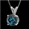 Image 2 : 1.26 CTW Certified Intense Blue SI Diamond Solitaire Necklace 10K White Gold - REF-175X5T - 36787