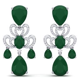 58.73 CTW Royalty Emerald & VS Diamond Earrings 18K White Gold - REF-636X4T - 38670