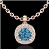 Image 1 : 1.1 CTW Fancy Intense Blue Diamond Solitaire Art Deco Necklace 18K Rose Gold - REF-121W8H - 38000