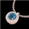Image 2 : 1.1 CTW Fancy Intense Blue Diamond Solitaire Art Deco Necklace 18K Rose Gold - REF-121W8H - 38000
