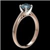 Image 4 : 1.08 CTW Certified Intense Blue SI Diamond Solitaire Engagement Ring 10K Rose Gold - REF-140T4X - 36
