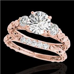 1.35 CTW H-SI/I Certified Diamond 3 Stone Ring 10K Rose Gold - REF-174W5H - 35431