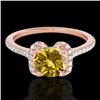 Image 1 : 1.33 CTW Certified Si Fancy Intense Yellow Diamond Solitaire Halo Ring 10K Rose Gold - REF-163K5R - 
