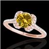 Image 2 : 1.33 CTW Certified Si Fancy Intense Yellow Diamond Solitaire Halo Ring 10K Rose Gold - REF-163K5R - 
