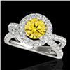 Image 1 : 2.01 CTW Certified Si Fancy Intense Yellow Diamond Solitaire Halo Ring 10K White Gold - REF-209K3R -