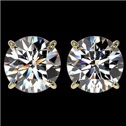 4 CTW Certified H-SI/I Quality Diamond Solitaire Stud Earrings 10K Yellow Gold - REF-940N9Y - 33133