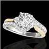 Image 1 : 1.6 CTW H-SI/I Certified Diamond Bypass Solitaire Ring Two Tone 10K White & Yellow Gold - REF-180F2M
