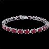 Image 2 : 23.5 CTW Ruby & VS/SI Certified Diamond Eternity Bracelet 10K White Gold - REF-143M6F - 29375