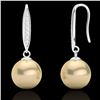 Image 2 : 0.18 CTW Micro Pave VS/SI Diamonden Pearl Designer Earrings 18K White Gold - REF-34X5T - 22632