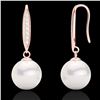 Image 2 : 0.18 CTW Micro VS/SI Diamond Certified & Pearl Designer Earrings 14K Rose Gold - REF-30X9T - 22637