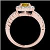 Image 2 : 1.75 CTW Certified Si Fancy Intense Yellow Diamond Solitaire Halo Ring 10K Rose Gold - REF-180T2X - 