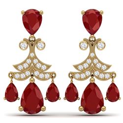 11.97 CTW Royalty Designer Ruby & VS Diamond Earrings 18K Yellow Gold - REF-176H4W - 38720