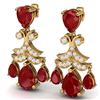 Image 2 : 11.97 CTW Royalty Designer Ruby & VS Diamond Earrings 18K Yellow Gold - REF-176H4W - 38720