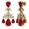 Image 4 : 11.97 CTW Royalty Designer Ruby & VS Diamond Earrings 18K Yellow Gold - REF-176H4W - 38720
