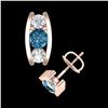 Image 4 : 2.18 CTW Fancy Intense Blue Diamond Art Deco Stud Earrings 18K Rose Gold - REF-254H5W - 37769
