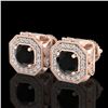 Image 1 : 2.75 CTW Fancy Black Diamond Solitaire Art Deco Stud Earrings 18K Rose Gold - REF-178M2F - 38284
