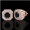 Image 2 : 2.75 CTW Fancy Black Diamond Solitaire Art Deco Stud Earrings 18K Rose Gold - REF-178M2F - 38284