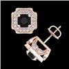Image 4 : 2.75 CTW Fancy Black Diamond Solitaire Art Deco Stud Earrings 18K Rose Gold - REF-178M2F - 38284