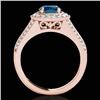 Image 2 : 2.17 CTW SI Certified Fancy Blue Diamond Solitaire Halo Ring 10K Rose Gold - REF-272M8F - 33982