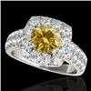 Image 1 : 2.5 CTW Certified Si Fancy Intense Yellow Diamond Solitaire Halo Ring 10K White Gold - REF-260Y2N - 
