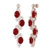 Image 4 : 16.12 CTW Royalty Designer Ruby & VS Diamond Earrings 18K Rose Gold - REF-290R9K - 38980