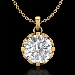 1.5 CTW VS/SI Diamond Solitaire Art Deco Stud Necklace 18K Yellow Gold - REF-363M5F - 36847