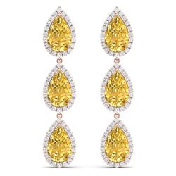 24.23 CTW Royalty Canary Citrine & VS Diamond Earrings 18K Rose Gold - REF-290K9R - 38854