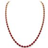Image 4 : 40 CTW Ruby Eternity Tennis Necklace 14K Yellow Gold - REF-218X2T - 23380
