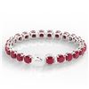 Image 4 : 46 CTW Ruby & Micro Pave VS/SI Diamond Halo Designer Bracelet 14K White Gold - REF-254K5R - 23322