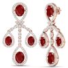 Image 4 : 25.08 CTW Royalty Designer Ruby & VS Diamond Earrings 18K Rose Gold - REF-490T9X - 38575
