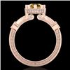 Image 4 : 1.71 CTW Intense Fancy Yellow Diamond Engagement Art Deco Ring 18K Rose Gold - REF-263R6K - 37862