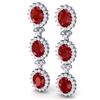 Image 2 : 24.52 CTW Royalty Designer Ruby & VS Diamond Earrings 18K White Gold - REF-436T4X - 38640
