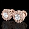 Image 1 : 1.32 CTW VS/SI Diamond Solitaire Art Deco Stud Earrings 18K Rose Gold - REF-245T5X - 37053