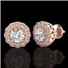 Image 2 : 1.32 CTW VS/SI Diamond Solitaire Art Deco Stud Earrings 18K Rose Gold - REF-245T5X - 37053
