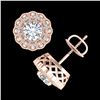 Image 4 : 1.32 CTW VS/SI Diamond Solitaire Art Deco Stud Earrings 18K Rose Gold - REF-245T5X - 37053