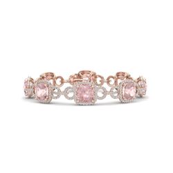 22 CTW Morganite & VS/SI Diamond Certified Bracelet 14K Rose Gold - REF-575X5T - 23027