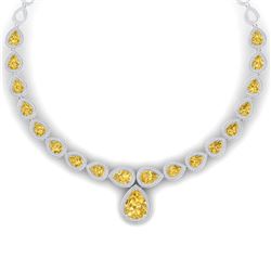 48.24 CTW Royalty Canary Citrine & VS Diamond Necklace 18K White Gold - REF-781F8M - 39432