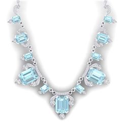 79.56 CTW Royalty Sky Topaz & VS Diamond Necklace 18K White Gold - REF-945M5F - 38754