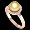 Image 2 : 0.25 CTW Micro Pave Halo VS/SI Diamond Certifieden Pearl Ring 14K Rose Gold - REF-40M9F - 21630