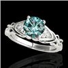 Image 1 : 1.1 CTW SI Certified Fancy Blue Diamond Solitaire Ring Two Tone 10K White Gold - REF-161X8T - 35205