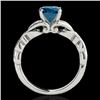 Image 2 : 1.1 CTW SI Certified Fancy Blue Diamond Solitaire Ring Two Tone 10K White Gold - REF-161X8T - 35205