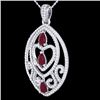 Image 2 : 3.50 CTW Ruby & Micro Pave VS/SI Diamond Heart Necklace 18K White Gold - REF-218W2H - 21292